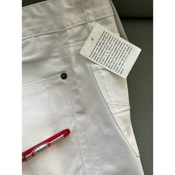 New Guess White Jeans Mens Slim Straight Del Mar Fit Size 33 100% Cotton Flaw* - Picture 7 of 12